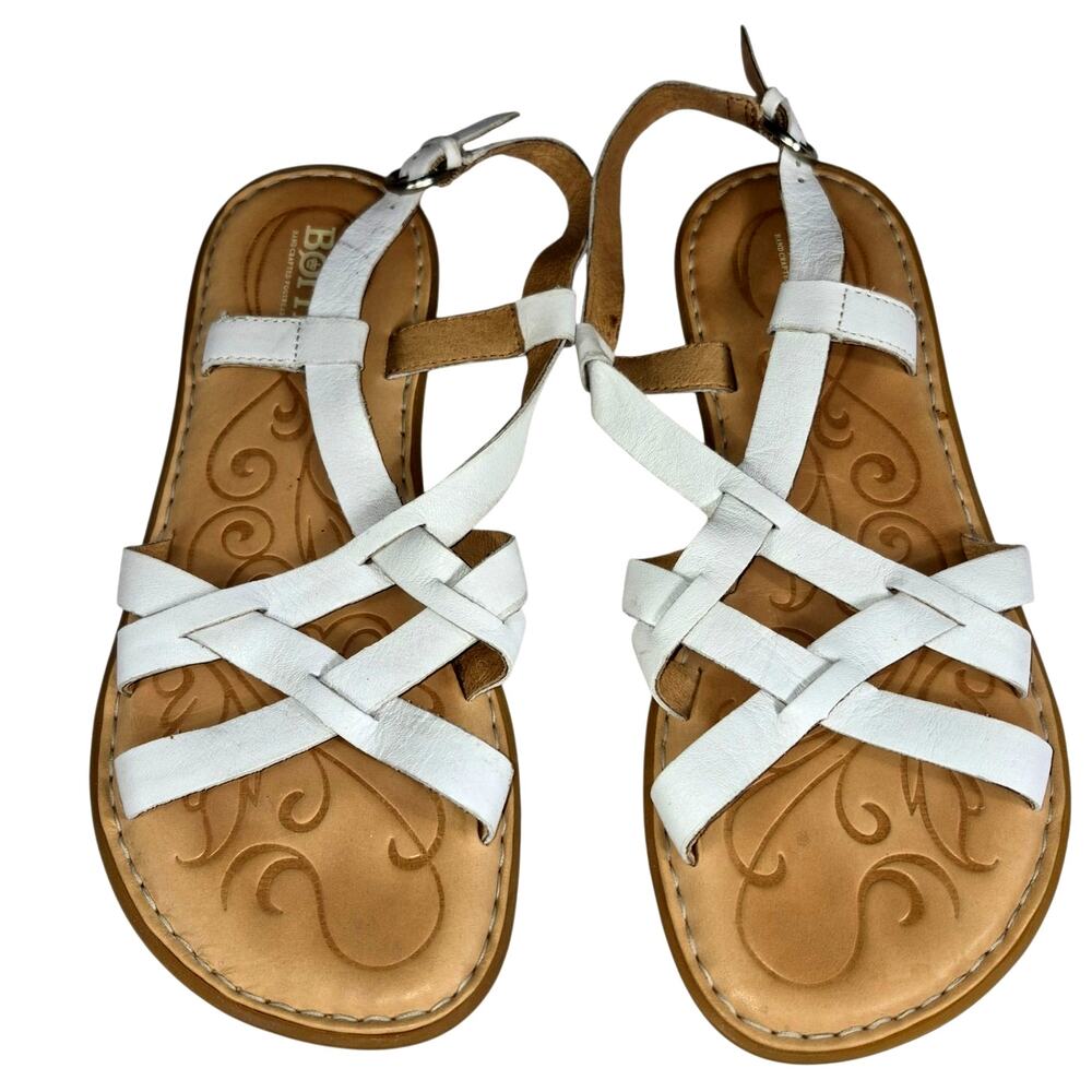 Born Concept 'Eryka' White Strappy Leather Sandals Buckle Closure 7M